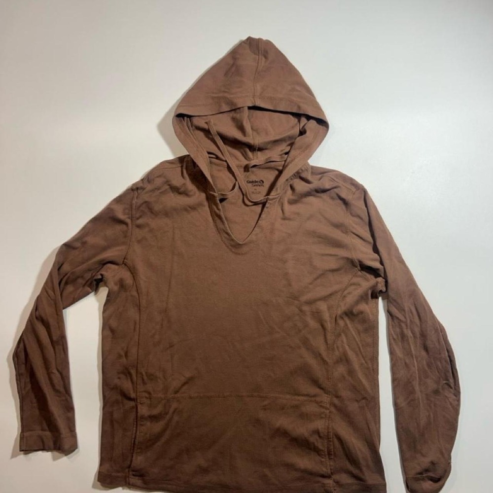 Guide Series Lightweight Hooded Henley Shirt Mens Size XL Brown